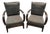 Pair of Distressed Hardwood Lounge Chairs in the Style of Dakota Jackson For Sale