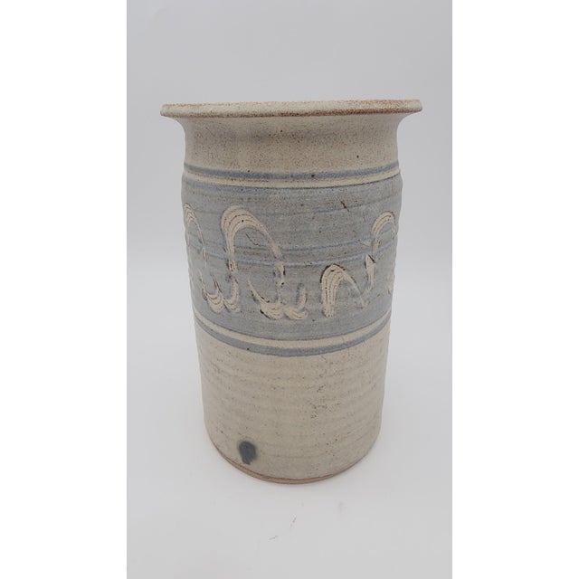 Vintage Studio Pottery Tall Vase with Scraffito For Sale - Image 11 of 12