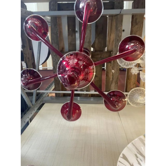 Translucent Red Murano Glass Chandelier from Simoeng, 1990s For Sale - Image 7 of 8
