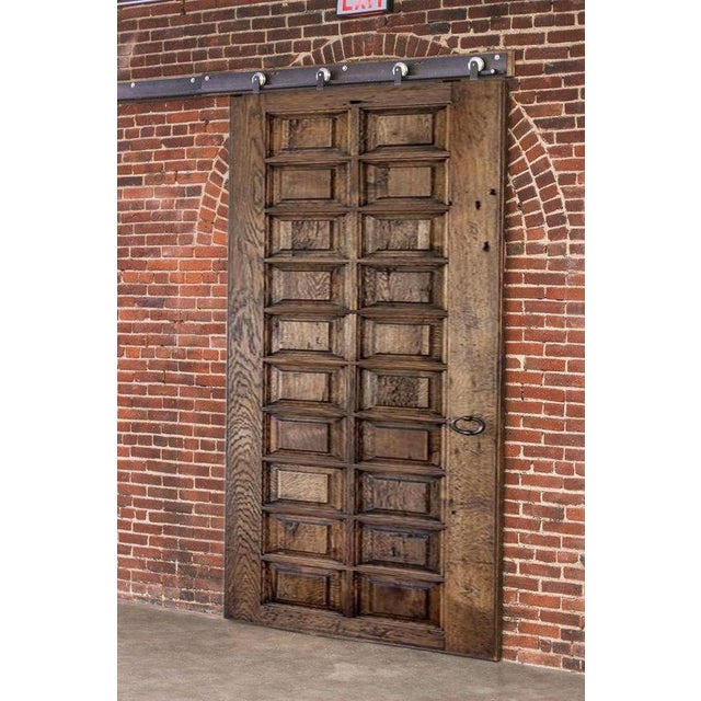 Spanish Revival Reclaimed Wood Door – Raised Panel Grid Design For Sale - Image 6 of 10