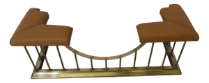 Leather Upholstered Brass Club Fender