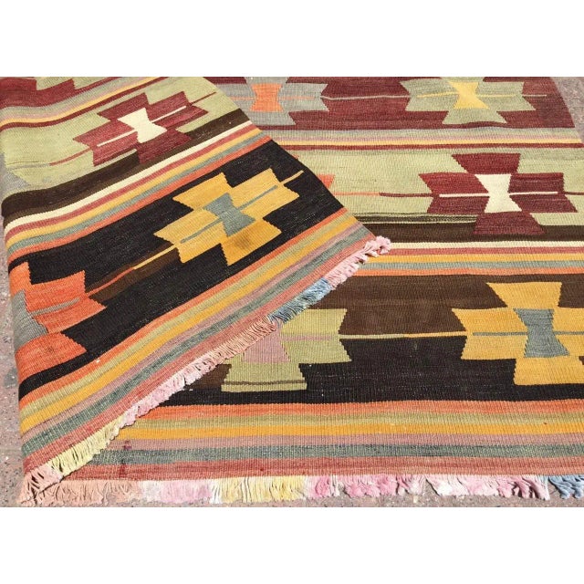 Vintage Turkish Kilim Rug - 71" X 92.5" For Sale - Image 10 of 11