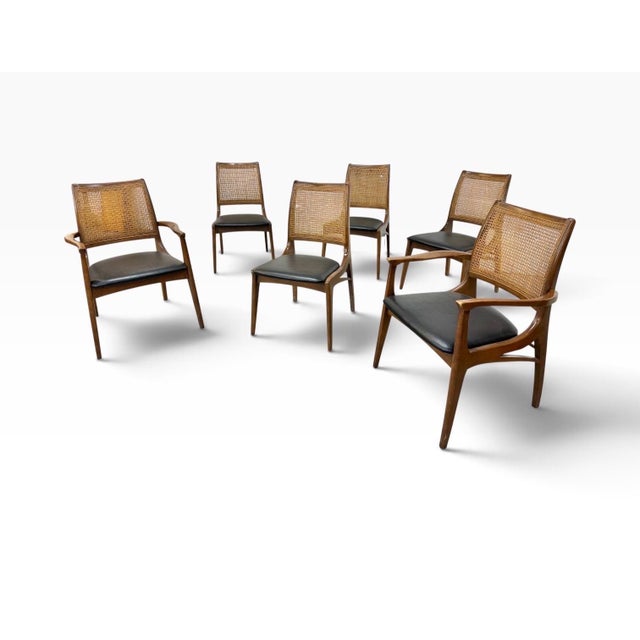 Mid-Century Modern Mid-Century Modern Cane Back Walnut Dining Chairs - Set of 6 For Sale - Image 3 of 9
