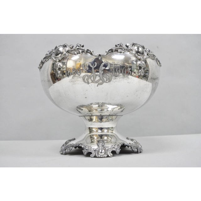 Antique Victorian Silver Plated "1880 H 1905" Monogram Pedestal Fruit Bowl For Sale - Image 10 of 16