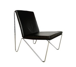 Danish Bachelor Lounge Chair with Leather Cushion Pads by Verner Panton for Fritz Hansen, 1960s