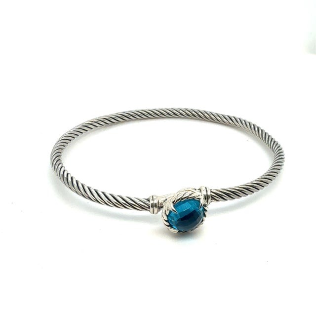Authentic David Yurman London Blue Topaz Cuff Bracelet Size M Sterling Silver Estate DY802 Retail: $995.00 This elegant...