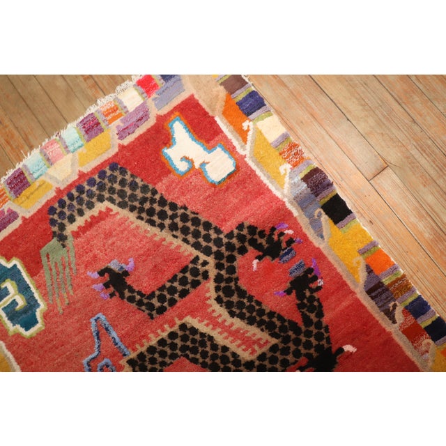 Zabihi Collection Colorful Dragon Vintage Tibetan Rug For Sale - Image 4 of 9