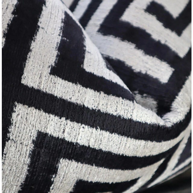 Textile Contemporary Black & White Velvet Throw Pillow & Down Insert For Sale - Image 7 of 12