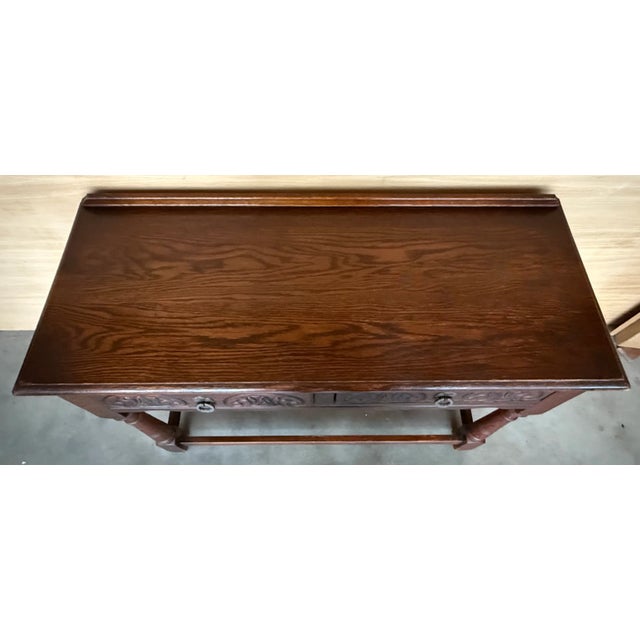 Baroque Spanish Country Walnut Sofa Table or Console Table with Carved Drawers, 1890s For Sale - Image 3 of 17