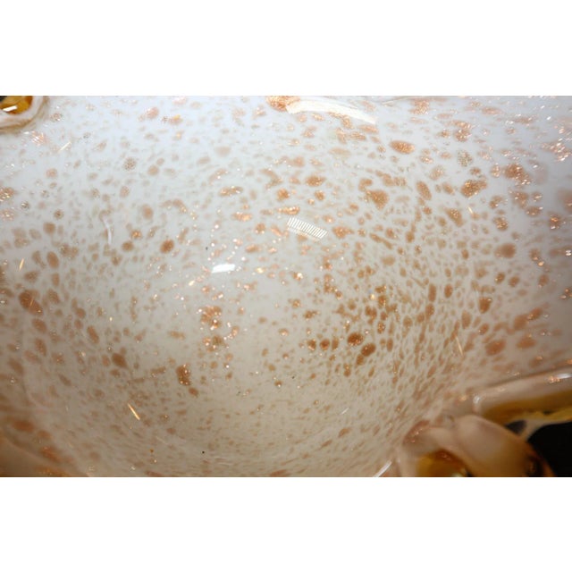 Vintage Murano Opal & Gold Aventurine Art Glass Bowl Ashtray Fratelli Toso Italy For Sale In Palm Springs - Image 6 of 13