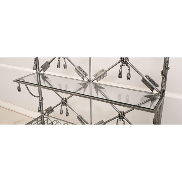 Metal Neoclassical Style Wrought Iron Brass & Glass Wine Rack For Sale - Image 7 of 12