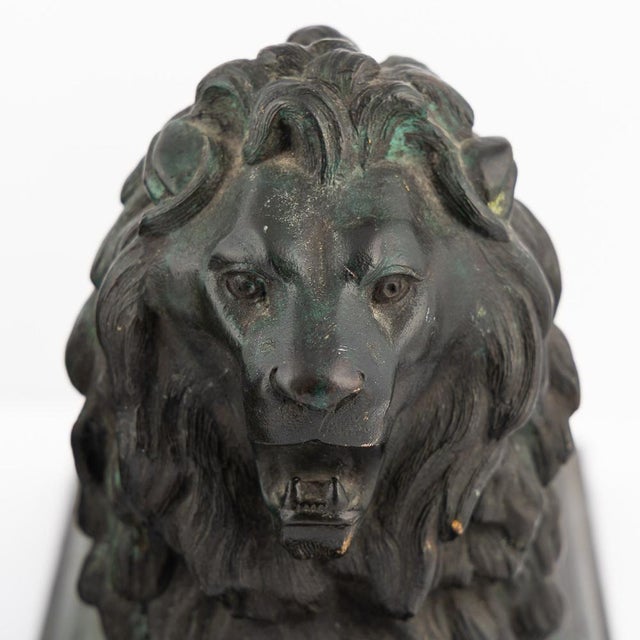19th Century Victorian Verdigris Patinated Bronze Trafalgar Lions, 1870, Set of 2 For Sale - Image 12 of 18