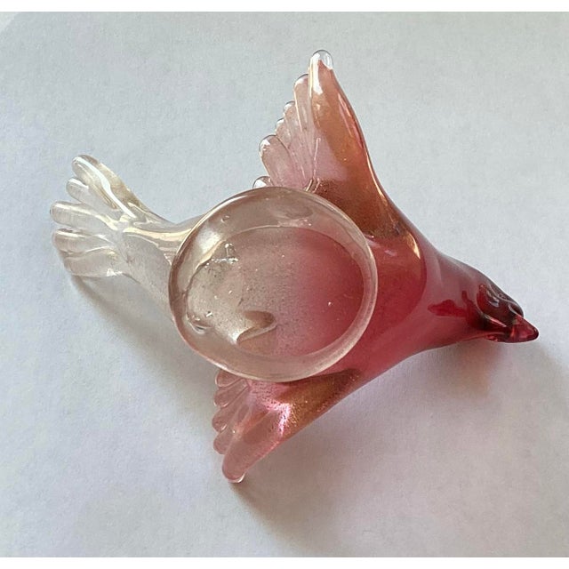 Barbini Murano Red With Gold Flakes Bird Attraction to Barbini For Sale - Image 4 of 12