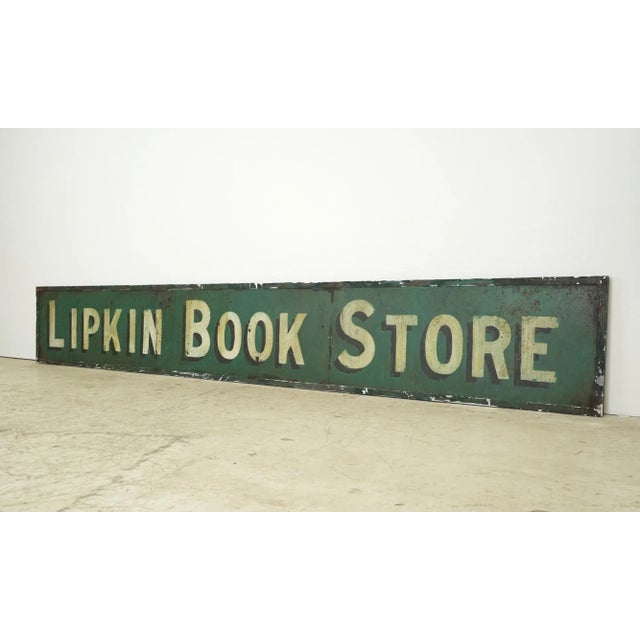Shabby Chic Reclaimed Lipkin Bookstore Aluminum Movie Prop Sign For Sale - Image 3 of 6