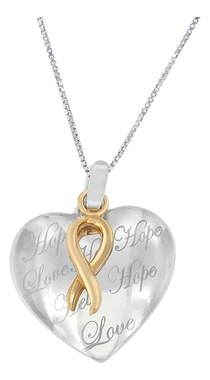 10K Yellow Gold Over Silver Heart Pendant Necklace