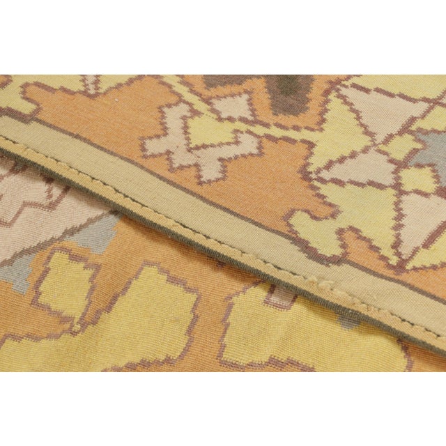 Vintage Bessarabian Kilim in Pink and Yellow Geometric Pattern For Sale In New York - Image 6 of 6