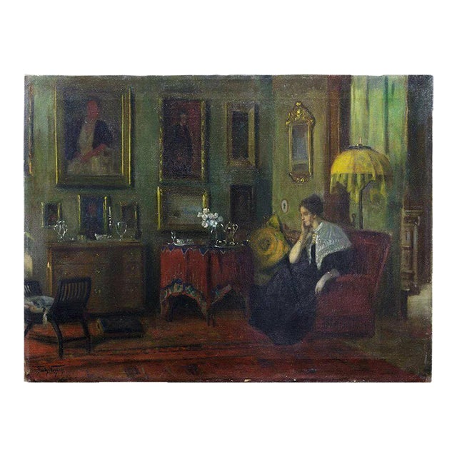 Important Oil Painting, 1900-07 Interior, American Impressionist Frederick Vezin For Sale