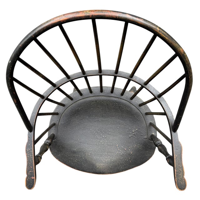 Black Set of Six American Hoopback Windsor Dining Chairs For Sale - Image 8 of 18