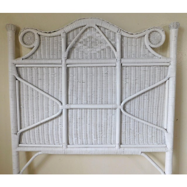 Pair Vintage C1980s Ornate White Wicker Twin Size Headboards For Sale - Image 10 of 18