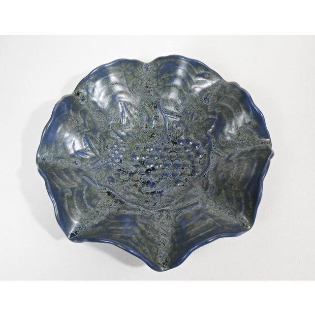 Vintage Blue Glazed Ceramic Creamer and Leaf Dish Set For Sale In Austin - Image 6 of 11