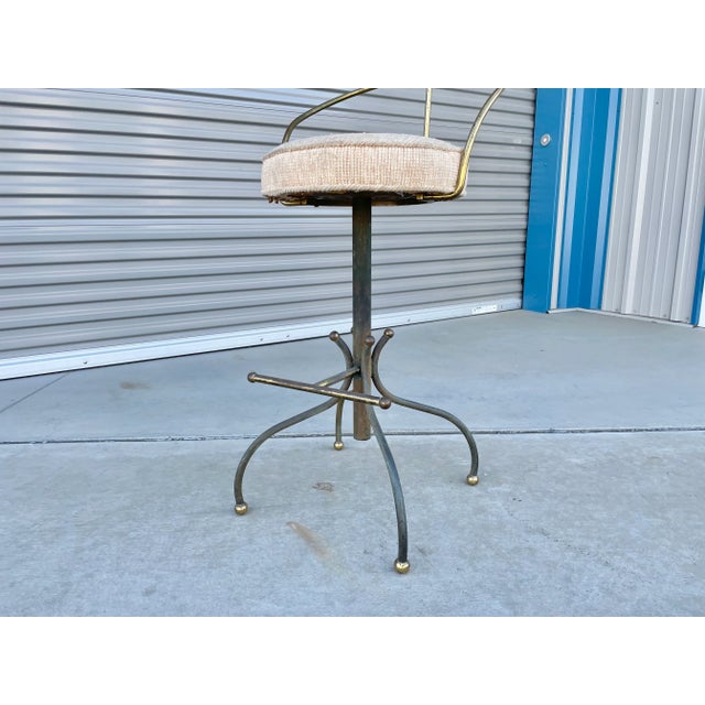 Mid-Century Modern Vintage Brass Bar Stool by Charles Hollis Jones For Sale - Image 3 of 11