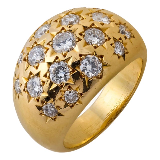 Vintage French 1.50 Carat Diamond 18k Yellow Gold Ring, Size 6 For Sale