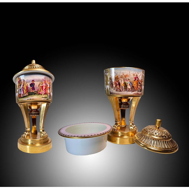Ceramic Antique 19th Century Royal Vienna Porcelain Potpourri Urns- Set of 2 For Sale - Image 7 of 12