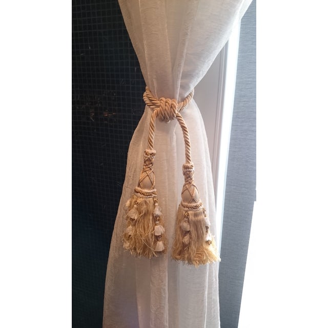 Ivory Gold Scalamandre Silk Curtain Tassel Tiebacks Set of 3 Chairish