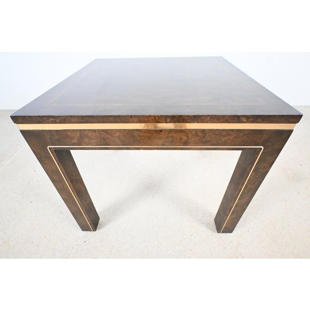 Mastercraft Burled Elm and Brass Accent Side Table For Sale - Image 9 of 18