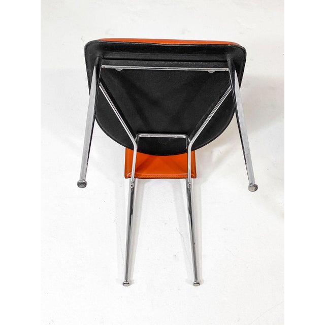Metal 1980s Set of (5) Attributed to Giancarlo Vegni Model S44 "Cognac" Leather Italian Dining Chairs For Sale - Image 7 of 11