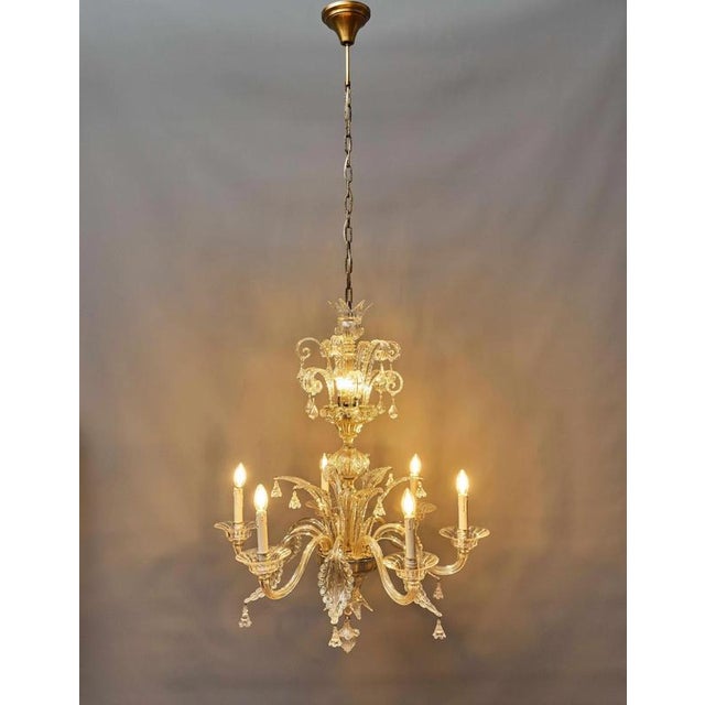 Glass Venetian 2-Tier Chandelier with 9 Bulbs For Sale - Image 7 of 14