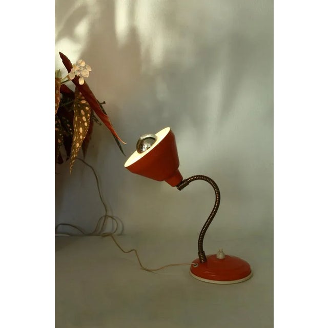 Mid-Century Industrial Orange Table Lamp, Italy, 1950s For Sale - Image 9 of 11