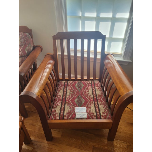 Brown Late 20th Century Hickory Chair Company Dark Brown Wood Accent Chairs With Footstool For Sale - Image 8 of 15