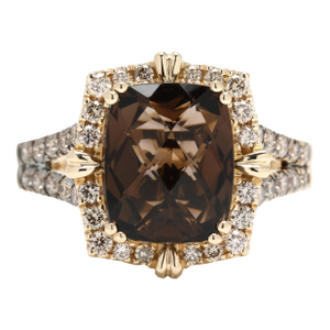 LeVian 4.5ctw Smoky Quartz and Diamond Ring, 14k Yellow Gold, Ring Size 7