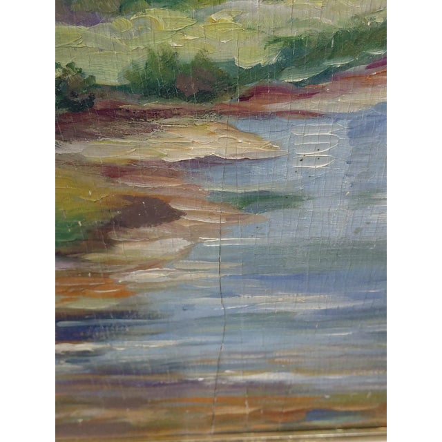 Blue Framed Signed Charles Reiffel "Alpine Serenade" Oil on Wood For Sale - Image 8 of 11