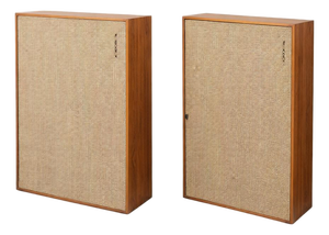 Large Vintage Teak Floor Standing Speakers with Cane Grilles, 1960s, Set of 2