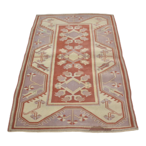 1950s Small Decorative Wool Carpet