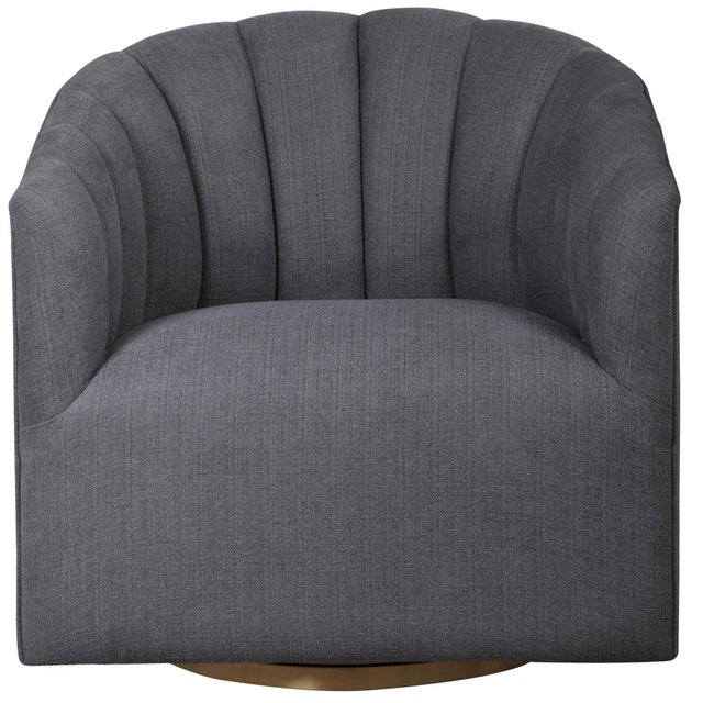 Contemporary Barrel Back Swivel Chair For Sale - Image 3 of 7