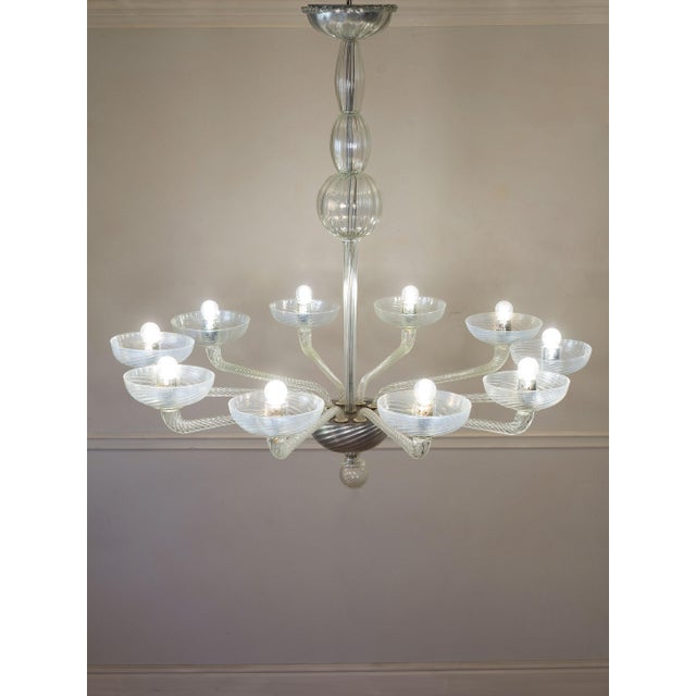 Mid-Century Murano Glass 10-Light Chandelier, 1950s For Sale - Image 13 of 13