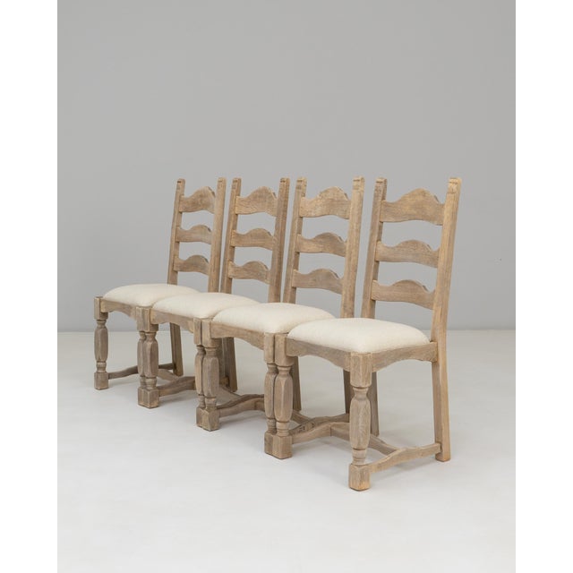 20th Century French Oak Dining Chairs With Upholstered Seats - Set of 4 For Sale - Image 9 of 18