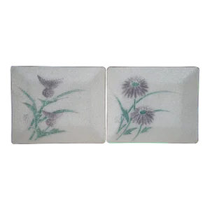 Vintage Japanese Tutanka Floral Enamel Cloisonné Trinket Sushi Dishes- Set of 2