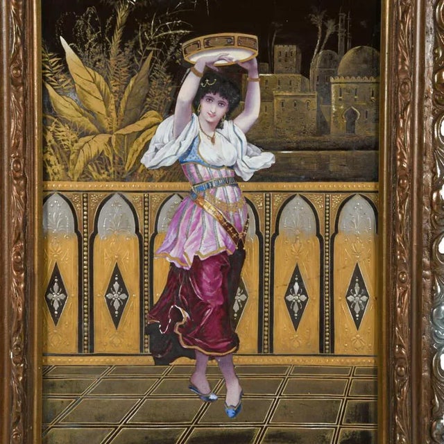 Asian Antique Pair of Hand-Painted Ceramic Belly Dancers by Peccatte Thevenot For Sale - Image 3 of 17