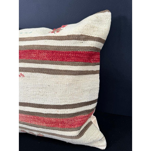 Contemporary Turkish Hemp Pillow Cushion Natural Beige Red Cushion Cover 20"x20" For Sale - Image 3 of 4