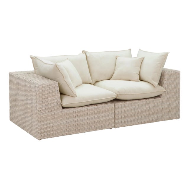 Cali Natural Wicker Outdoor Modular Loveseat For Sale - Image 9 of 9