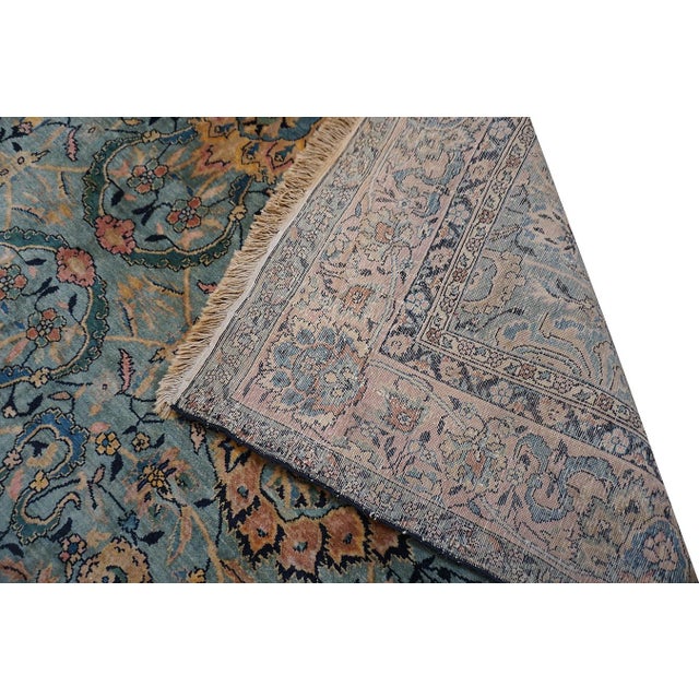 Baby Blue 1920s Antique Sky Blue Floral Persian Formal Indian Shahrestan Runner Carpet Rug For Sale - Image 8 of 8