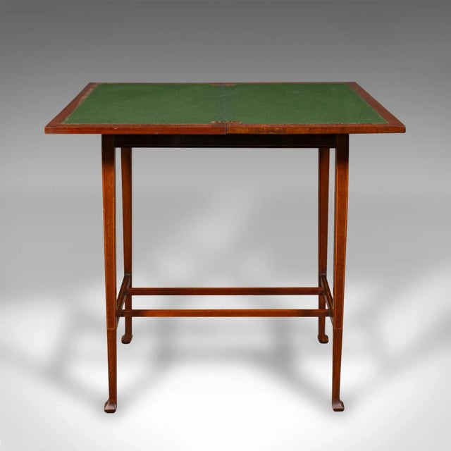 English 1910s Antique Edwardian English Fold Over Games Table For Sale - Image 3 of 13
