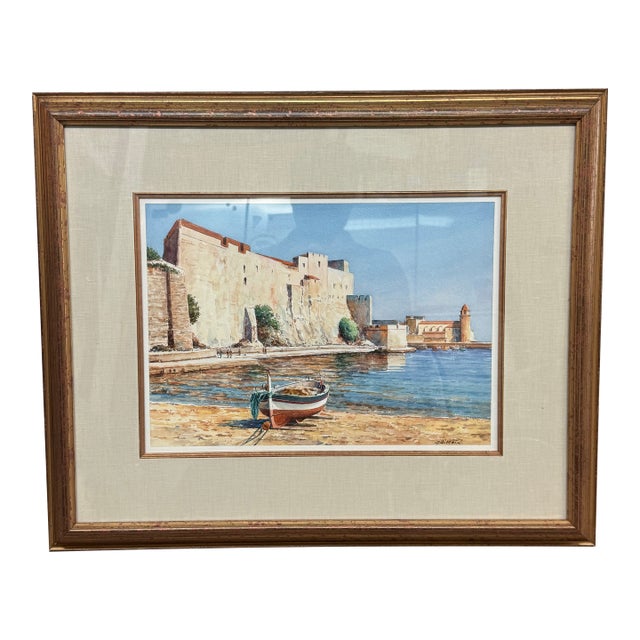 Gilles Grimoin Original Watercolor, Framed For Sale