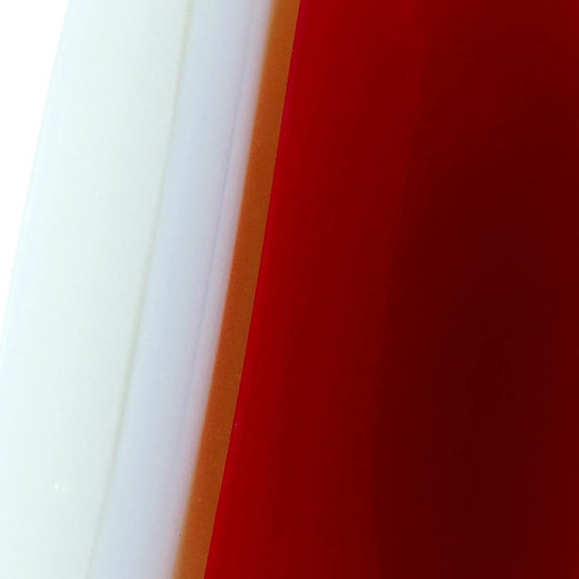 Mid-Century Modern Vintage Seguso Murano Deep Red Opal White Alabastro Italian Art Glass Triangle Shaped Bowl For Sale - Image 3 of 7