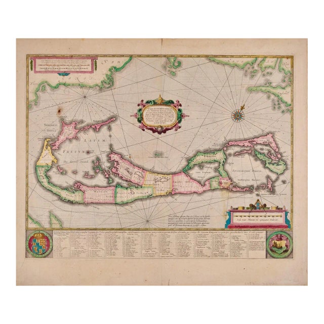 Bermuda: An Early 17th Century Hand-Colored Map by Henricus Hondius, 1633 For Sale