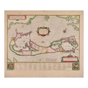Bermuda: An Early 17th Century Hand-Colored Map by Henricus Hondius, 1633